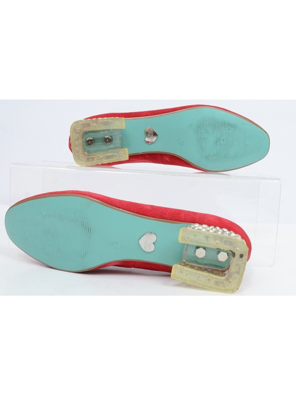 Betsey Johnson SB-Frida Red Suede Rhinestone Block Heeled Pumps Women's 10M - Picture 9 of 10